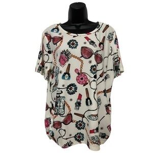 Women’s Girly Fashion Makeup Graphic Tee Size XL